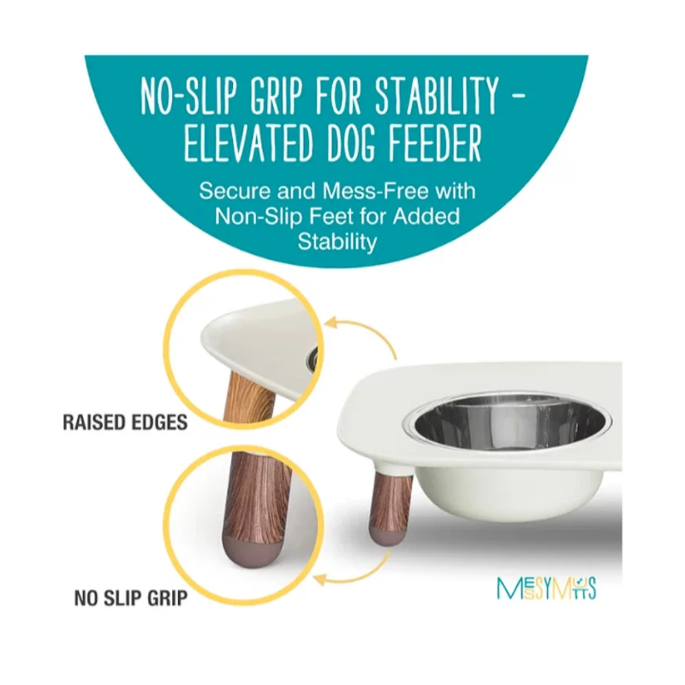 Messy Mutts Elevated Double Feeder with Stainless Bowls